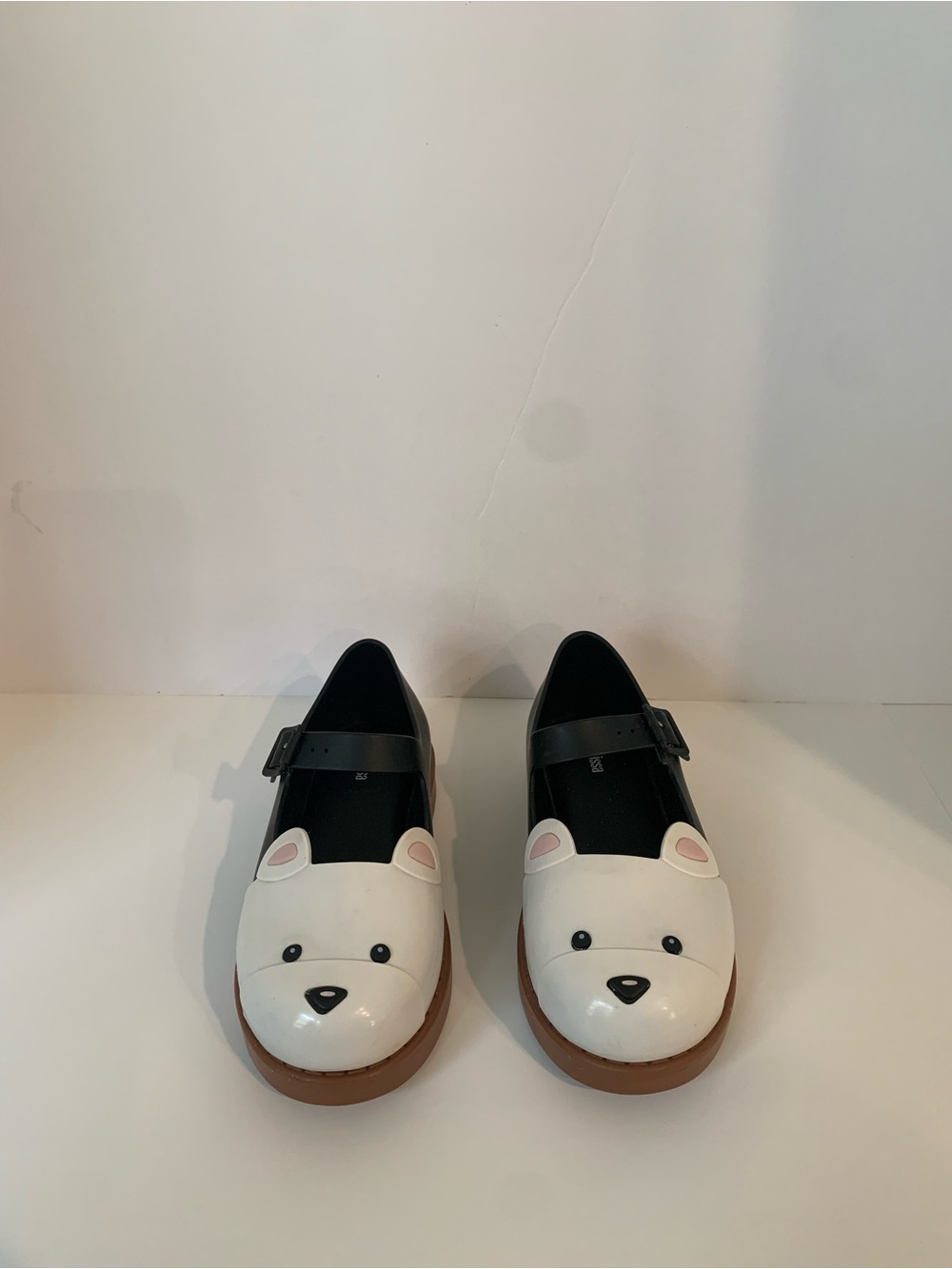 Mini Melissa Kids White Bear Face Mary Jane Shoes